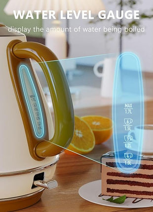 Evoloop 1.7L Electric Kettles, BPA Free Tea Kettle, Hot Water Boiler Heater, Stainless Steel Teapot, Auto Shut-Off & Boil-Dry Protection, 120V/1500W