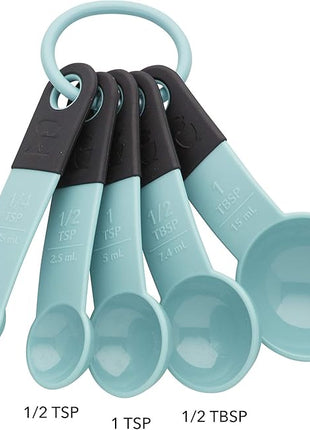 Kitchen Aid Classic Measuring Spoons, 5 Count (Pack 1), Aqua