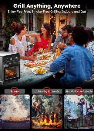 Nuwave Plug-In Grill Air Fryer Oven Combo w/Sheath Heaters, Authentic Char Flavor, 2024 New Convection System, 2X More Even, 100 Presets, Smarter Probe, 50-550°F, Stainless Steel