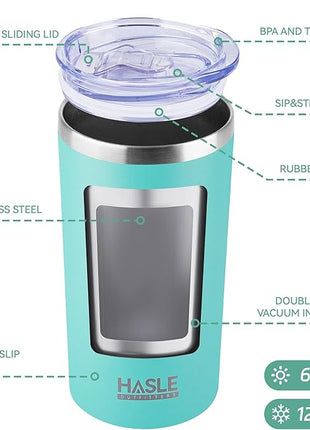HASLE OUTFITTERS 12 oz Skinny Tumbler, Stainless Steel Insulated Slim Tumbler with Lid, Reusable Double Wall Travel Coffee Mug, Durable Powder Coated Travel Water Cup(Mint Green,1)