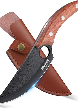 Original Huusk Knife Japan Kitchen Boning Chef Husk Knife for Everyday Use, Camping and BBQ - Premium Black Titanium Coated Blade with Sheath & Gift Box