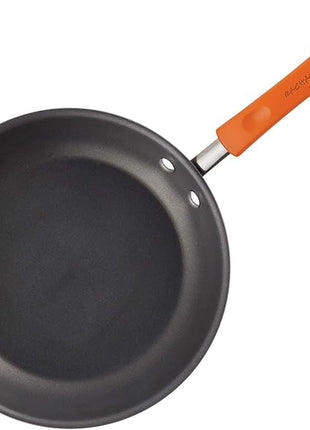 Rachael Ray Brights Hard Anodized Nonstick Frying Pan / Fry Pan / Hard Anodized Skillet - 8.5 Inch, Gray with Orange Handles