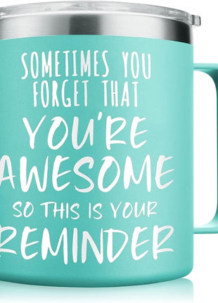 NOWWISH Gifts for Her, Sometimes You Forget You're Awesome Coffee Mug, Inspirational Gifts, Thank You Appreciation Gifts for Coworker, Teacher, Mom, Wife, Sister - Green