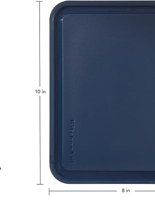 KitchenAid Classic Plastic Cutting Board with Perimeter Trench and Non Slip Edges, Dishwasher Safe, 8 x 10 inch, Ink Blue