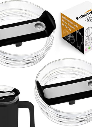 40 OZ Tumbler Lid Replacement Fit for Stanley Cup, 2 Pack Clear Replacement Lids Fit for Stanley Travel Tumbler, Spill Proof Tumbler Covers for Stanley Cup Accessories (Clear - Black)