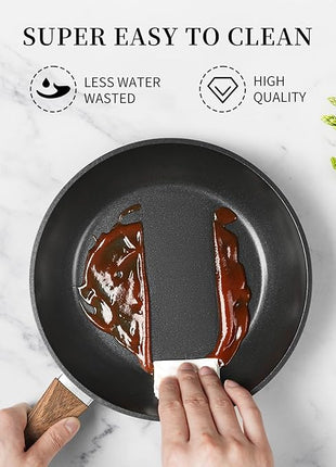 Innwewell 11 inch Nonstick Frying Pan, Non Stick Frying Pan Large Skillet Pan Omelette chef's Pan, Induction Compatible, No Toxic & PFOA Free, Black