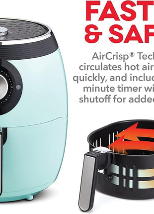 DASH Deluxe Electric Air Fryer + Oven Cooker with Temperature Control, Non-stick Fry Basket, Recipe Guide + Auto Shut Off Feature, 1700-Watt, 6 Quart - Aqua