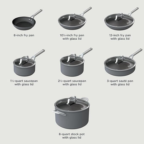 Ninja Foodi NeverStick Professional 12-Piece Cookware Set, Hard-Anodized, Nonstick, Durable & Oven Safe to 500°F, Slate Grey, C39800