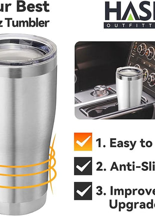 HASLE OUTFITTERS 20 oz Tumbler Bulk, Stainless Steel Tumblers with Lid, Vacuum Insulated Tumbler, Double Wall Tumbler Cup, coffee mugs, Stainless Steel, 12 Pack