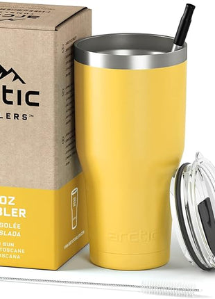 Arctic Tumblers | 30 oz Tuscan Sun Insulated Tumbler with Straw & Cleaner - Retains Temperature up to 24hrs - Non-Spill Splash Proof Lid, Double Wall Vacuum Technology, BPA Free & Built to Last