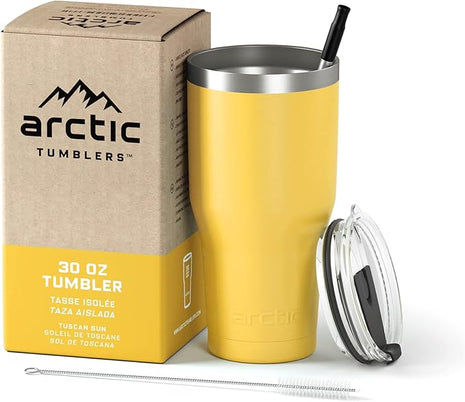 Arctic Tumblers | 30 oz Tuscan Sun Insulated Tumbler with Straw & Cleaner - Retains Temperature up to 24hrs - Non-Spill Splash Proof Lid, Double Wall Vacuum Technology, BPA Free & Built to Last