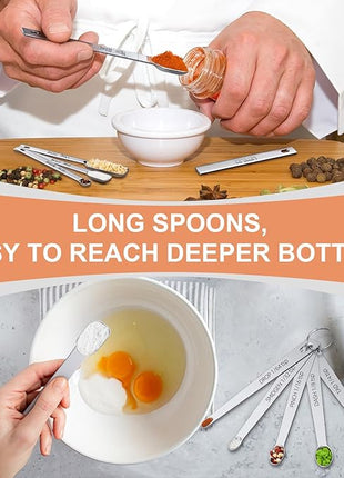 Measuring Cups and Spoons Set of 20, 7 Stainless Steel Nesting Measuring Cups & 7 Spoons, 1 + Leveler & 5 Mini Measuring Spoons for Cooking & Baking