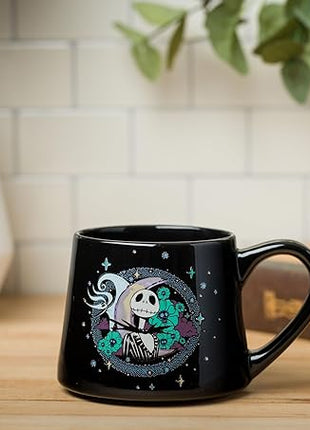 Silver Buffalo Disney Tim Burton's Nightmare Before Christmas Jack and Zero Tapered Pottery Mug, 14 Ounces