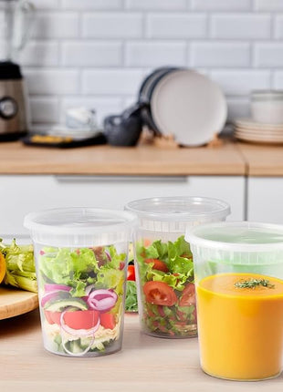 Glotoch 24 Pack 32 oz Plastic Food and Drink Storage Containers Set with Lids - Microwave, Freezer & Dishwasher Safe Eco-Friendly, BPA-Free, Reusable & Stackable