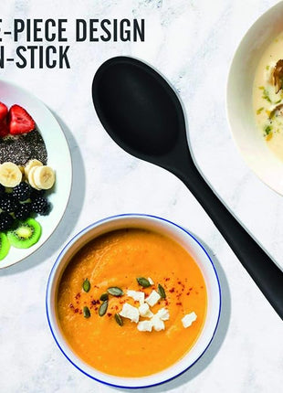 2 Pcs Silicone Spoons for Cooking Heat Resistant, Hygienic Design Cooking Utensi Mixing Spoons for Kitchen Cooking Baking Stirring Mixing Tools (Black and Red)