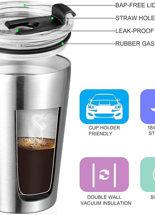 VEGOND 12oz Tumbler Stainless Steel Tumbler bulk Vacuum Insulated Double Wall Travel Tumbler with Lid and Straw Reusable Tumbler, Stainless 1 Pack