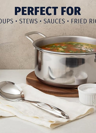 Zulay Kitchen Stainless Steel Serving Spoon - 11.5” Large Cooking & Serving Spoon with Ergonomic Handle - Durable, Rust-Resistant & Dishwasher Safe Kitchen Utensil for Cooking and Buffets