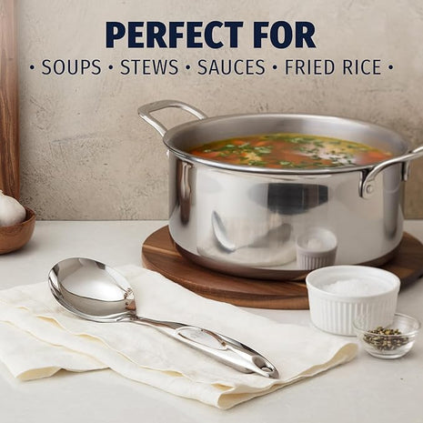 Zulay Kitchen Stainless Steel Serving Spoon - 11.5” Large Cooking & Serving Spoon with Ergonomic Handle - Durable, Rust-Resistant & Dishwasher Safe Kitchen Utensil for Cooking and Buffets