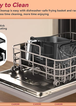 Air Fryer 12 Preset with Viewing Window, 6Qt Large Capacity, 400℉ Max Crisp, Airfryer, Bake, Roast, Dehydrate, Reheat, 1700W Quick Even Easy Meals, Nonstick Dishwasher Safe Basket