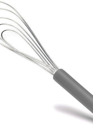 Flat Whisk Silicone Handle Non Slip 10" - 5 Wires Whisk with 10 Heads for Kitchen Cooking by Jell-Cell (Grey)