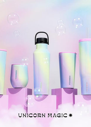 Corkcicle Stemless Wine Tumbler - Keeps Drinks Cold for 6 Hours - Triple-Insulated Stainless Steel - Non-Slip Base - Summer Drinkware Gift - Keeps Drinks Ice Cold - 12 oz - Rainbow Unicorn