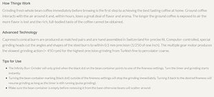 Capresso 560Infinity Conical Burr Grinder, Brushed Silver, 8.5-Ounce