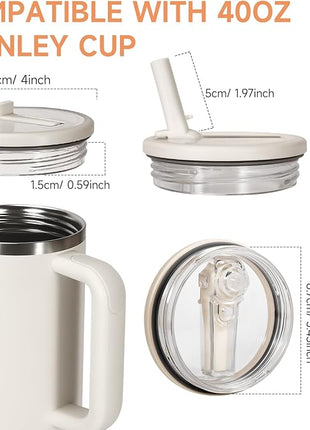 40oz Flip Straw Leak Proof Lid for Stanley H2.0 Quencher Protour Tumbler, 2 Pack Spill Proof Lid Replacement Straw Cover Top for 40 OZ Stanley Cup Accessories (Purple, Purple)