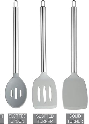 COOK WITH COLOR Silicone Cooking Utensils, Kitchen Utensil Set, Easy to Clean Silicone Kitchen Utensils, Cooking Utensils for Nonstick Cookware, Kitchen Gadgets Set, 5 Pieces, Grey Ombre