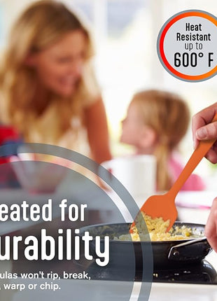 Kaluns Silicone Spatula Set, 4 Rubber Spatulas 600°F Heat Resistant, Nonstick Seamless Design with Stainless Steel Core, Dishwasher Safe, BPA free, Bonus Tongs Included