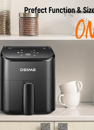 DEIME Air Fryer 3 Qt, Small Airfryer Digital Space Saving Compact, Bake, Reheat, Roasts for Quick Easy Meals, Mini Compact & Quiet, Nonstick & Dishwasher Safe Basket (Black)