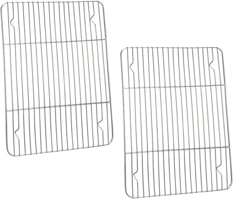 P&P CHEF Cooling Baking Rack Pack of 2, Stainless Steel Cooling Racks for Cooking Baking Roasting Grilling Drying, Dense Wires & Smooth Edge, Easy to clean, Silver, 11.6" x 9"