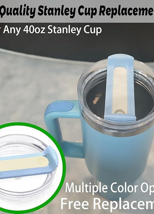 40 OZ Tumbler Lid Replacement Fit for Stanley Cup, 2 Pack Clear Replacement Lids Fit for Stanley Travel Tumbler, Spill Proof Tumbler Covers for Stanley Cup Accessories (Cornflower Cabana Gloss)