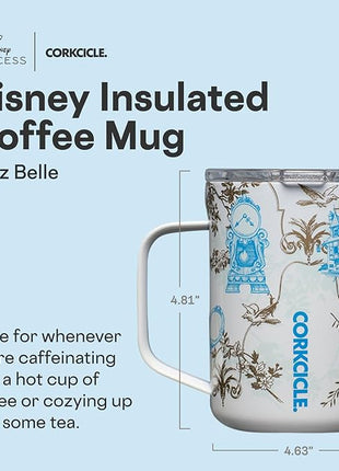 Corkcicle Classic Coffee Mug - Triple Insulated Stainless Steel for Travel - Shatter-Proof Lid - Keeps Drink Hot Over 3 Hours - Holiday Mug Gift - Great for Gifting Warmth - 16 oz - Princess Belle