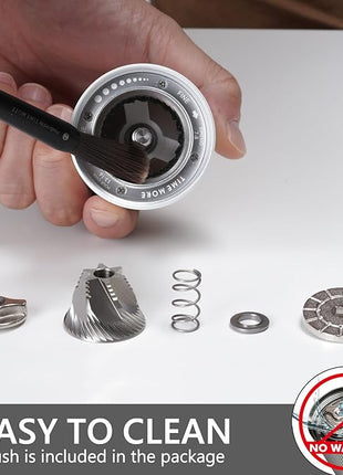 TIMEMORE Chestnut C3S Manual Coffee Grinder with CNC Stainless Steel Conical Burr Capacity 25g, Internal Adjustable Setting, Double Bearing Positioning for Travel, Camping, White