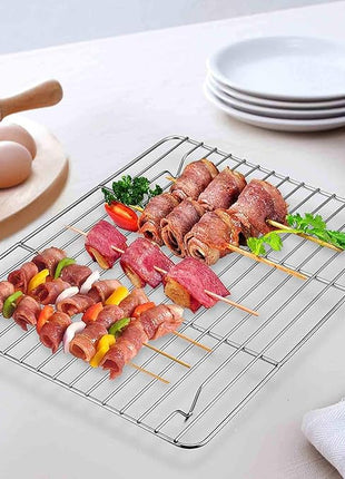 TeamFar Toaster Oven Pan Tray with Cooling Rack, Stainless Steel Toaster Ovenware Pan, Compact 8''x10.5''x1'', Healthy & Non Toxic, Rust Free & Easy Clean - Dishwasher Safe