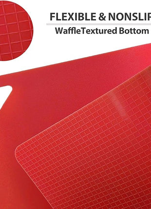 WK Flexible Plastic Cutting Boards for Kitchen Set of 3, Non slip Cutting Mats, Colorful Thin Cutting Sheets for Meat, BPA Free, Dishwasher Safe