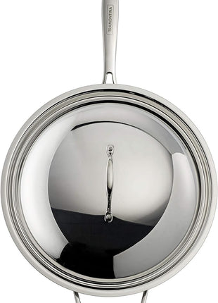 Tramontina Signature Tri-Ply Clad Stainless Steel 12.5-Inch Wok with lid, Induction-Ready, Dishwasher-Safe, NSF-Certified, Made in Brazil