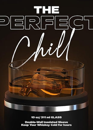 asobu Whiskey Sleeve Glass – Insulated Bourbon Tumbler with Premium Rocks Glass, BPA-Free, Double-Wall Stainless Steel, Keeps Drinks Cold Longer, 10.5oz