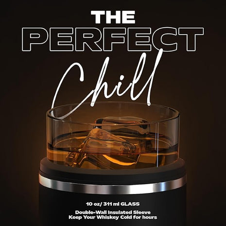 asobu Whiskey Glass with Insulated Stainless Steel Sleeve, 10.5 ounces (Smoke)