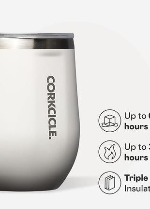 Corkcicle Stemless Wine Tumbler - Keeps Drinks Cold for 6 Hours - Triple-Insulated Stainless Steel - Non-Slip Base - Summer Drinkware Gift - Keeps Drinks Ice Cold - 12 oz - Oat Milk
