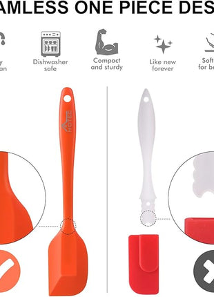 HOTEC BPA Free Heat Resistant Silicone Spatula Set Kitchen Utensils for Baking Cooking Mixing Non Stick Cookware Food Grade Dishwasher Safe (Multi-Color) Set of 9