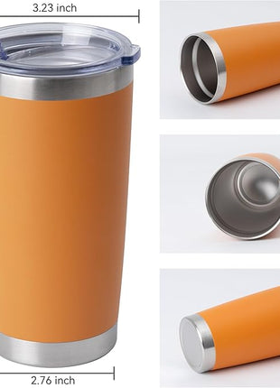 HASLE OUTFITTERS 20oz Stainless Steel Tumblers Bulk, Insulated Travel Cup with Lid, Double Wall Vacuum Coffee Mug for Cold & Hot Drinks 12 Pack, Orange
