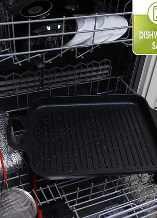 S·KITCHN Nonstick Grill Pan, Induction Stove Top Grill Plate, Glass Grilling Pan for Indoor, Gas Range Grill Panel/Skillet