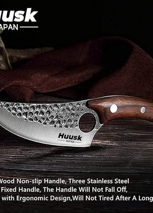 Smith Chu Forged Viking Knives - Husk Chef and Butcher Knife Set, Fishing Filet & Bait Knife, Japanese Boning Knife, Meat Cleaver for Kitchen or Camping - Gift for Dad