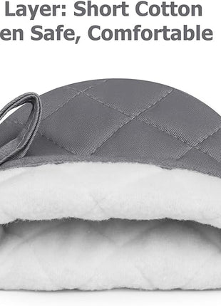 1 Pair Short Oven Mitts, Heat Resistant Silicone Kitchen Mini Oven Mitts for 500 Degrees, Non-Slip Grip Surfaces and Hanging Loop Gloves, Baking Grilling Barbecue Microwave Machine Washable