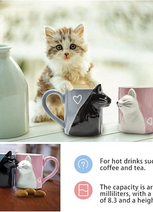 BigNoseDeer Couple Gifts Cute Kissing Cat Mug Matching Couples Stuff Ceramic Coffee Mugs for Wedding Gifts Anniversary Engagement Gift for Couples Cat Lovers 12oz