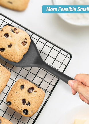 Silicone Spatula Turner Set, High Heat Resistant Spatulas with Seamless One Piece Design, Nonstick Rubber Flippers Utensils for Baking & Cooking,BPA-Free, Black,11 IN