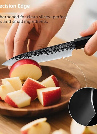 FINDKING Dynasty Series Kitchen Utility Knife, Multi-Purpose Japanese Paring Knife, 9Cr18MoV High Carbon Steel Blade, African Rosewood Octagonal Handle, Small, for Fruits Vegetables, 5 Inches