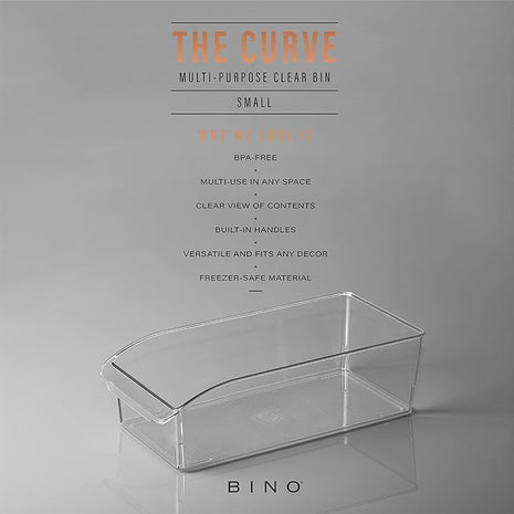 BINO | Plastic Storage Bins, Small | THE CURVE COLLECTION | Multi-Use Organizer Bins | Storage Containers Kitchen, Pantry and Home Organization | Fridge Organizers | Pantry Organization and Storage
