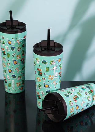 BJPKPK 30oz Stainless Steel Insulated Tumbler With lid And Straw Travel Coffee Thermal Tumblers Cup For Women And Men,Spring Party Green